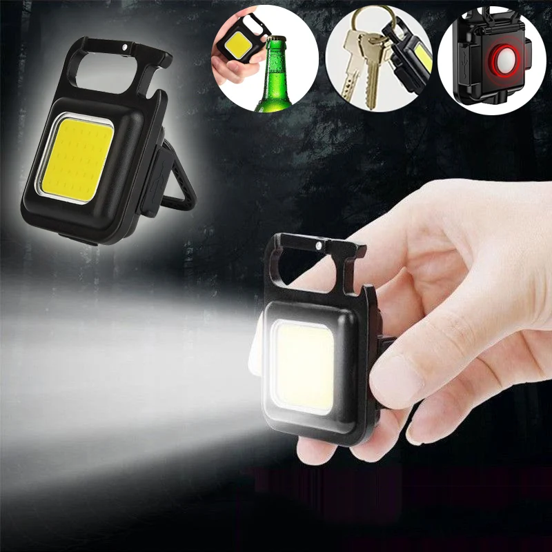 

Alloy Portable LED Flashlight COB Keychain Light USB Rechargeable Mini Magnetic Torch Work Light Multifunction Camping Lights