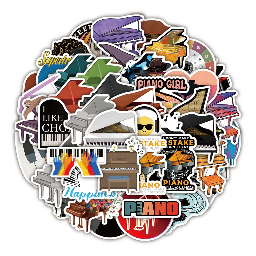 

10/30/52PCS Piano Cartoon Stickers Aesthetic DIY Diary Water Bottle Suitcase Phone Graffiti Waterproof Kids Sticker Toys Decal