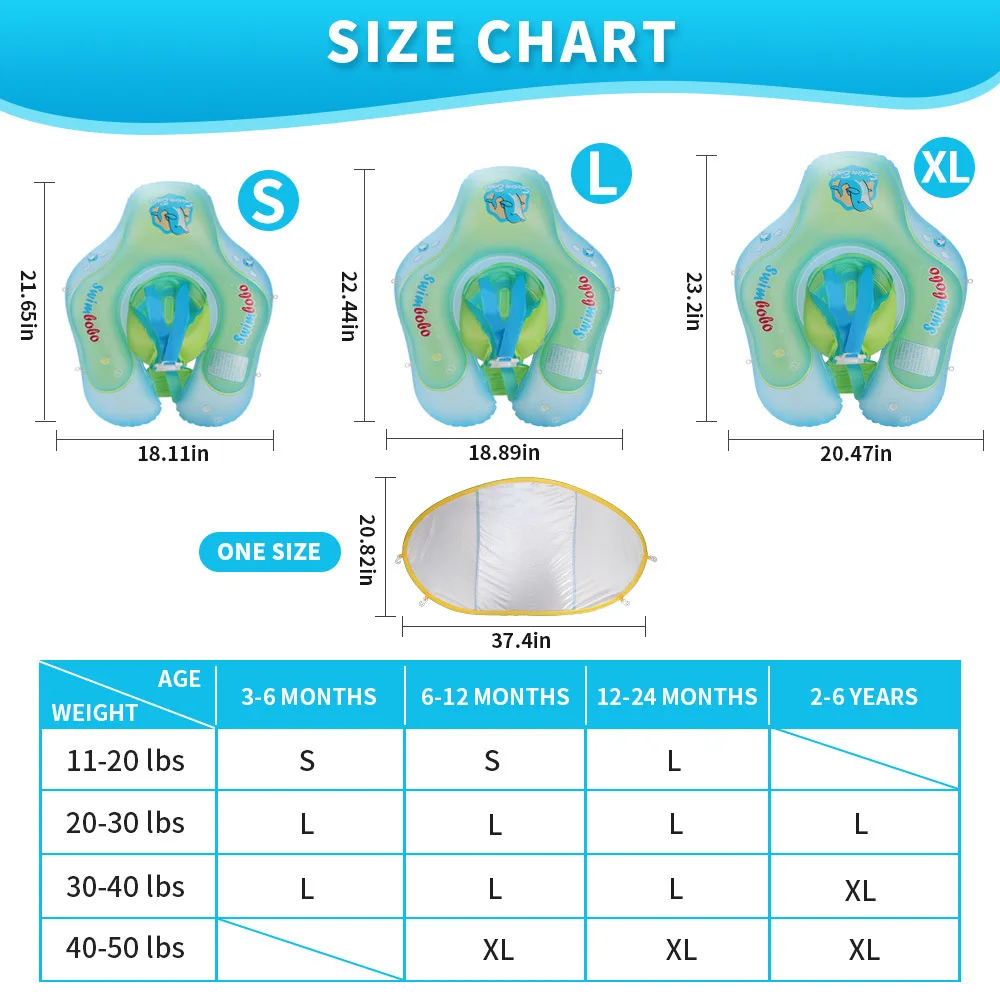 Baby Summer Swimming Float With Sun Canopy Inflatable Infant Floating Swim Kids Boys Girls Swim Pool Accessories Circle Bathing 5