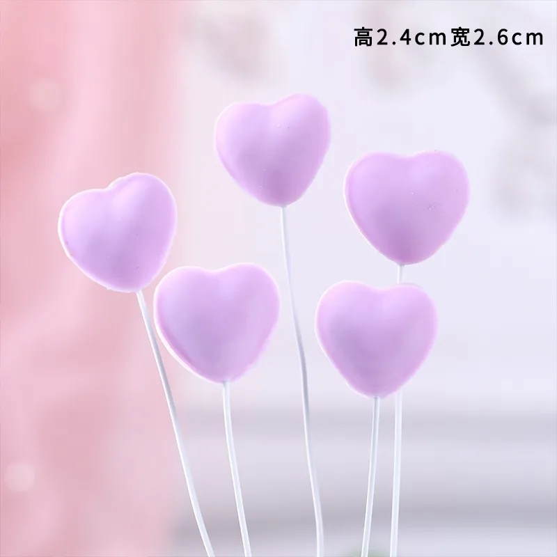 5pcs Red Pink Heart Shaped Cake Topper for Valentine's Day Wedding Party DIY Dessert Baking Cake Decorations Supplies