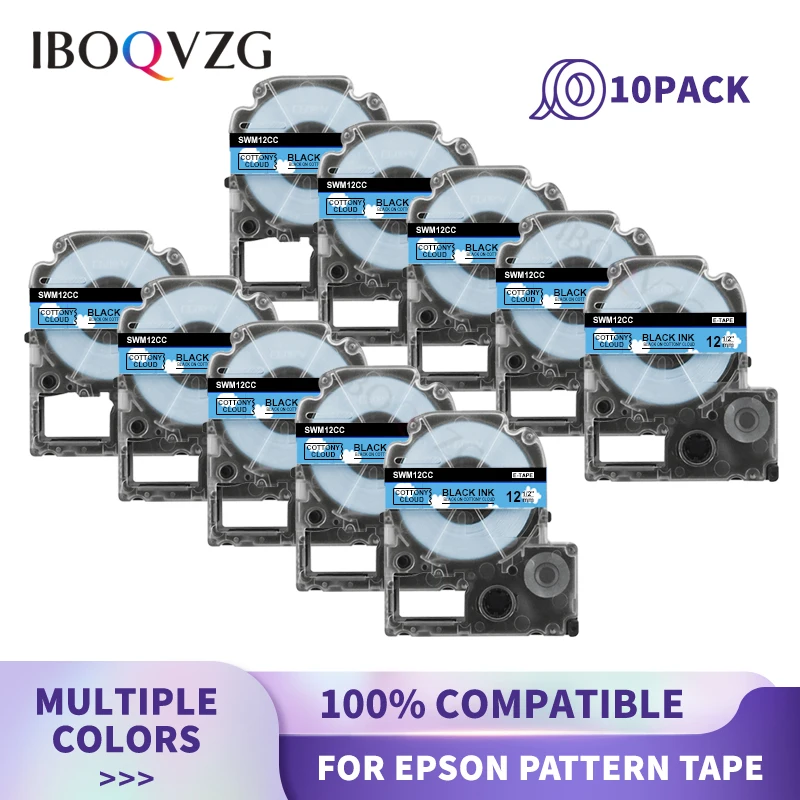 Iboqvzg 12 18 24 mm Fitas de Etiquetas Ss12kw Compatível para Epson Lw400 Lk4wbn Trabalhos de Etiqueta Lw300 400 500 600p 700 Fabricante de Etiquetas 10pk