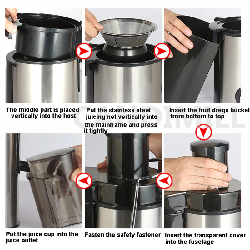 Stainless Steel Electric Juicer Household Multifunctional Fruit Juice Extractor Juicing Machine Food Processor 6
