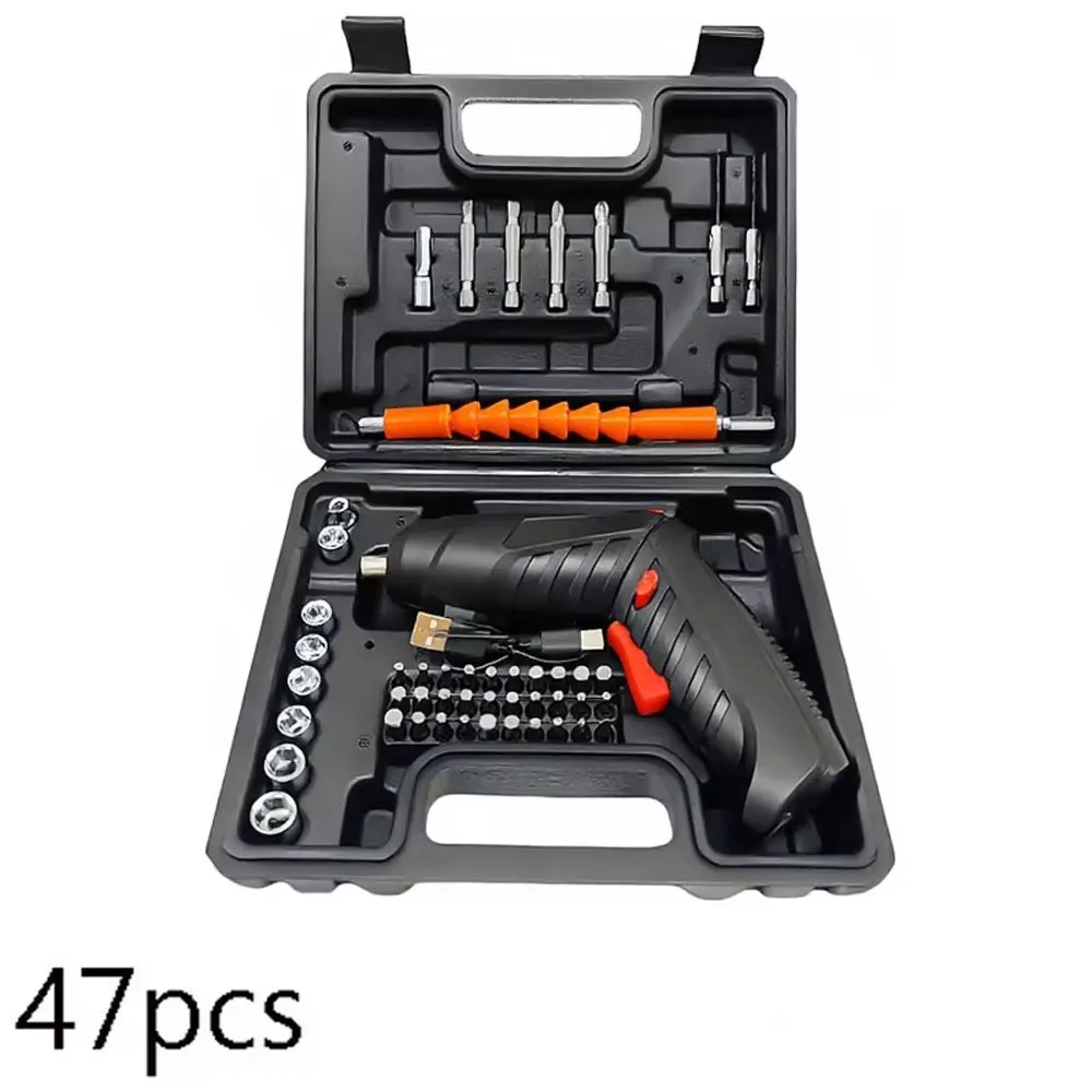 47종 충전식 전동 드라이버 키트 3.6V 무선 리튬 전동 공구 세트 접이식 가정용 DIY 수리 가정용 수공구
