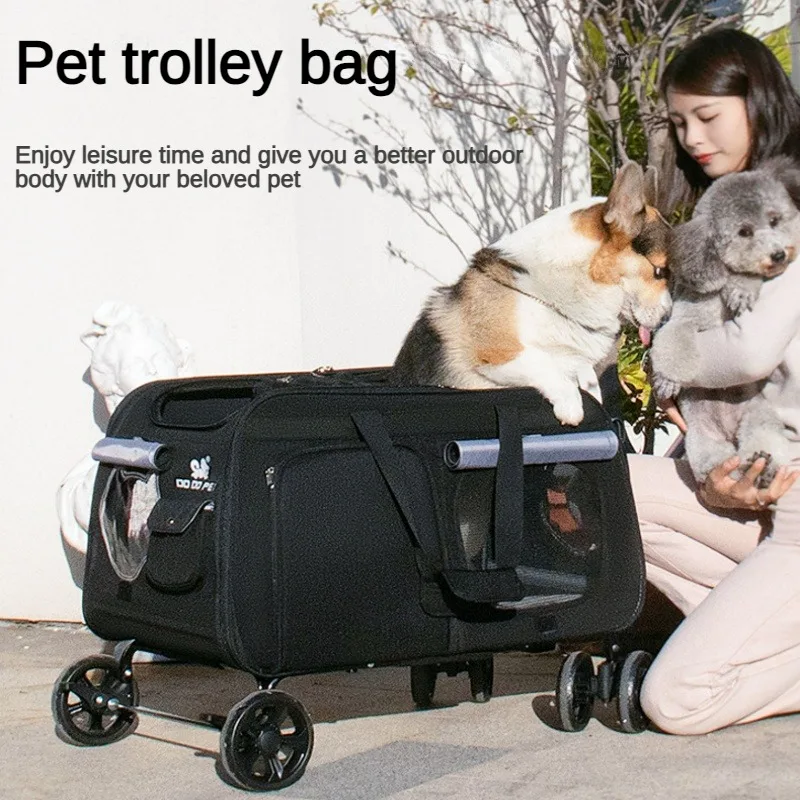 Pet Outdoor Tent Trolley Luggage Super Load-bearing Portable Breathable Large Space Dog Comfortable Fabric Trolley Suitcase