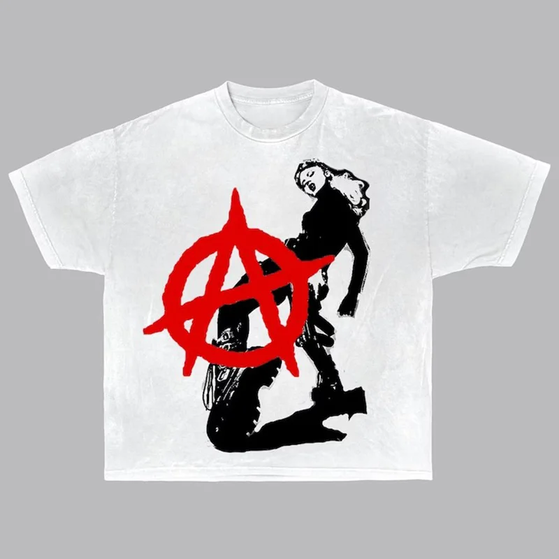 

Футболка y2k большого размера в стиле хип-хоп с мультяшным принтом, футболка в стиле Харадзюку с графическим принтом и надписью в стиле панк, готика, 100% хлопок, свободная футболка для пары