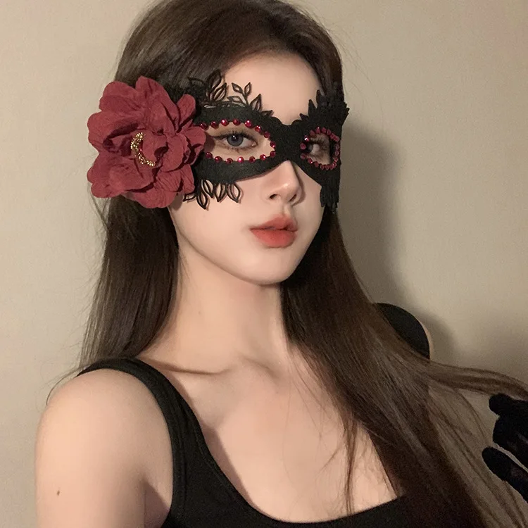 Frauen Leder Maske Augenbinde Gothic Cosplay Halloween Karneval Party Mode Maskerade Ball Phantasie Maske Zubehör Einfarbig – Detail 9