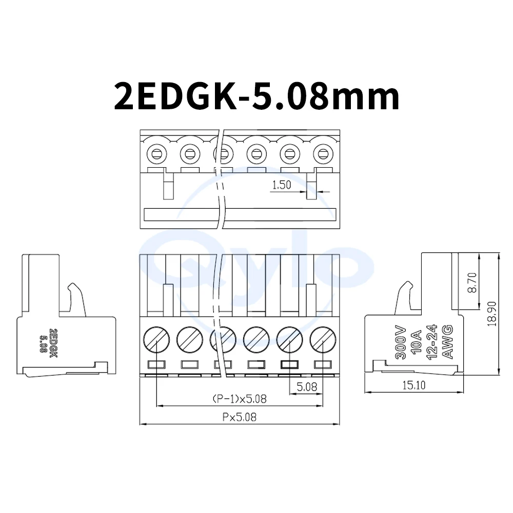 KF 2EDGRKC-5.08mm Lock Plate Fixed Terminal Block Solderless Connection Plug-in Socket Terminal 2EDGK 5.08 2~24P