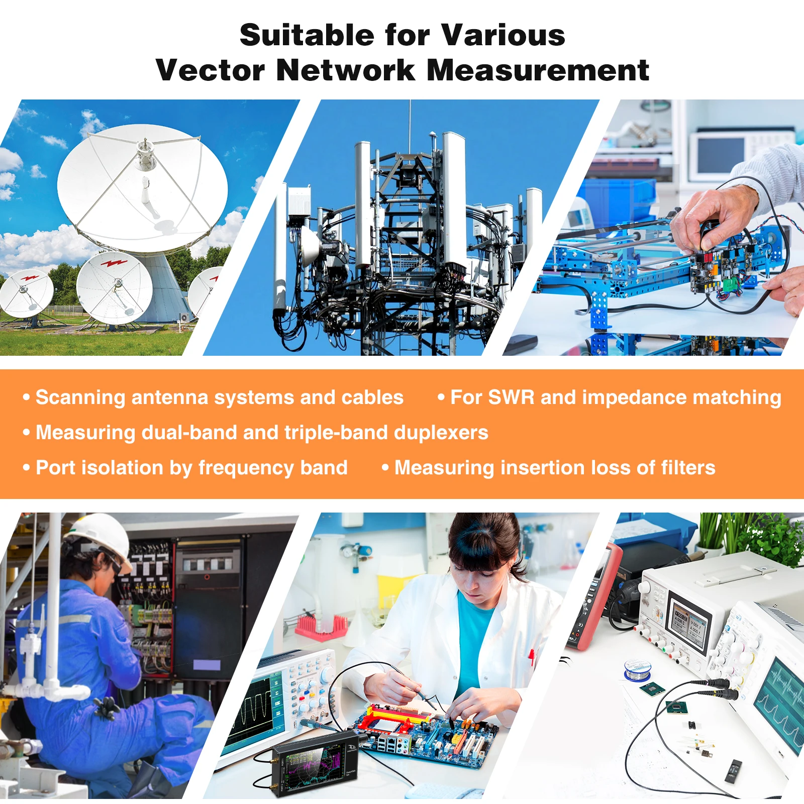 Vector Network Analyzer NanoVNA HF VHF UHF Analyzer Shortwave SWR Meter 4.3 inch IPS LCD Screen Plastic V3.2 DeepVNA 101 network analyzer