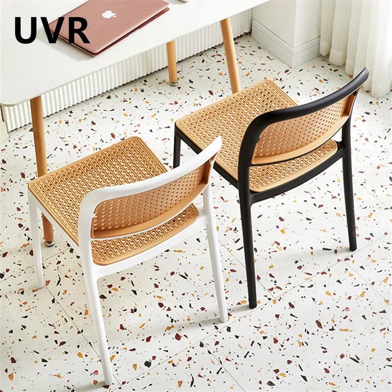 UVR High Quality Restaurant Chairs Outdoor Faux Rattan Plastic Chairs Home  Backrest Office Chairs Stackable Dining Chairs - AliExpress