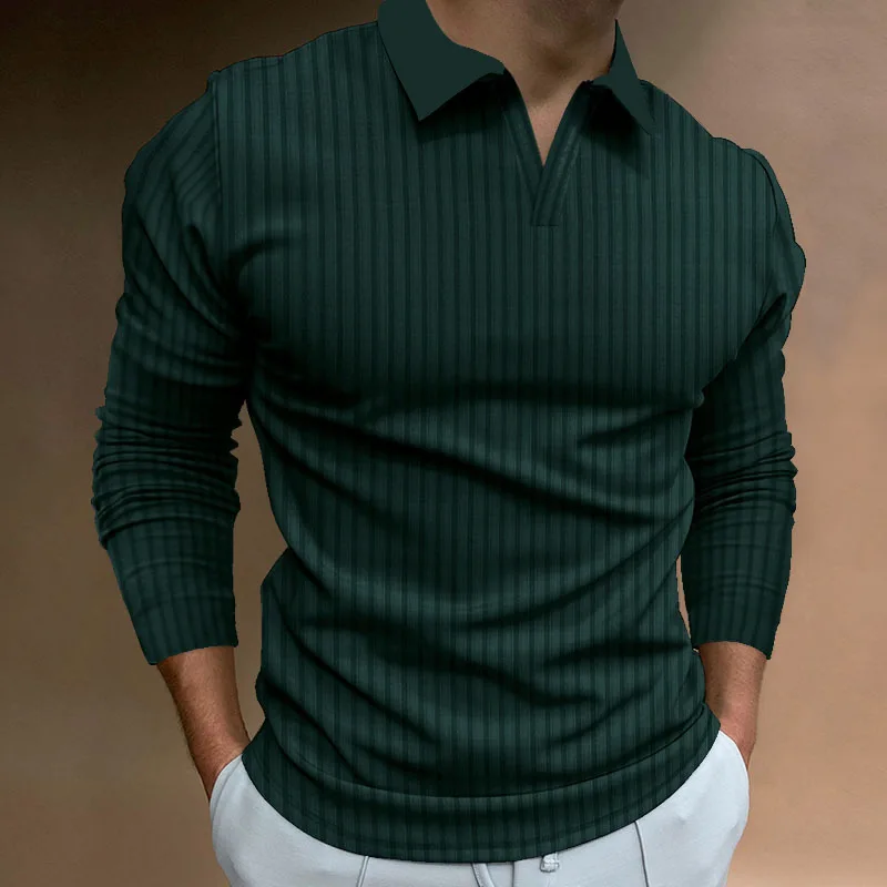 Men Long Sleeve Striped Knitted Tshirts Casual Tee Tops