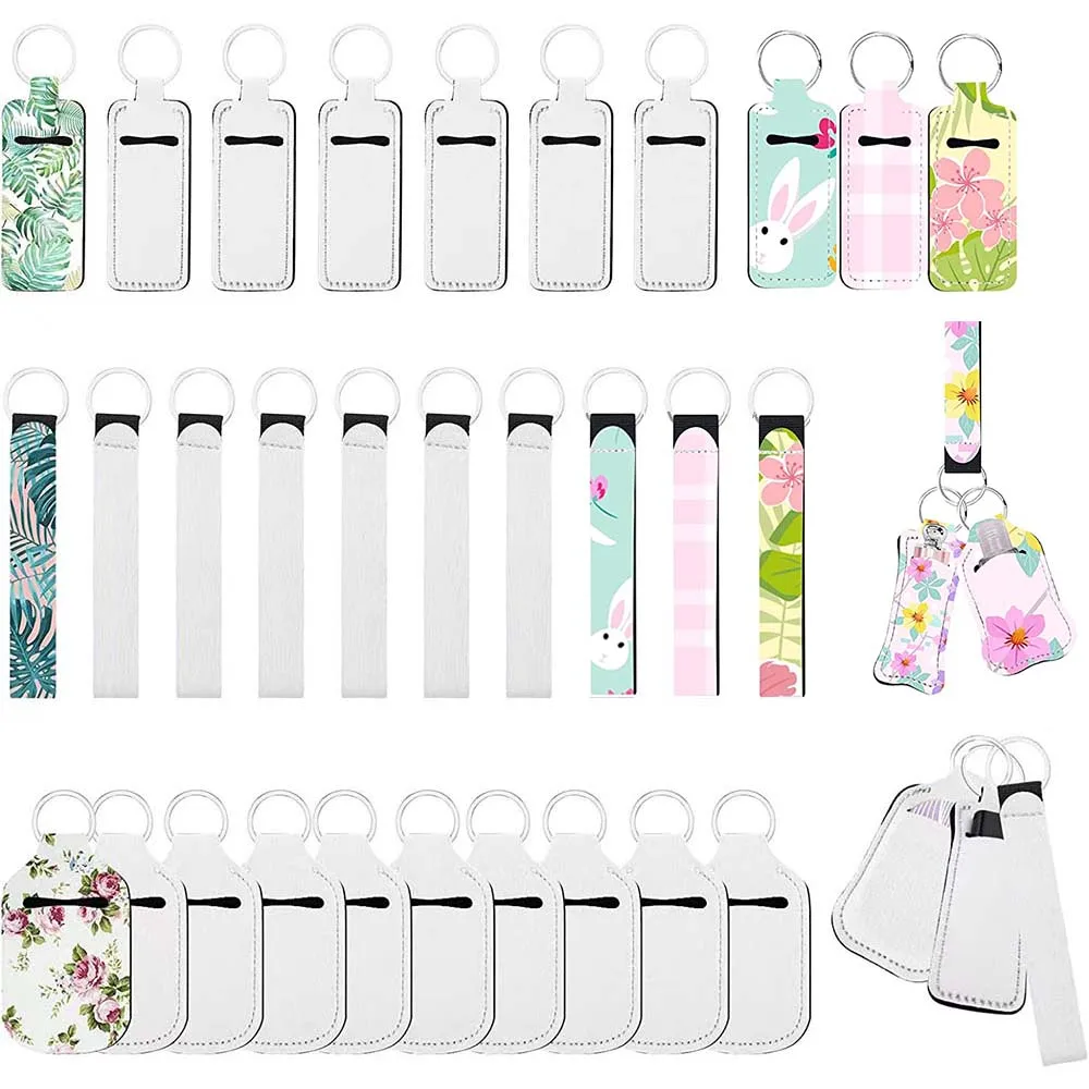thumbnail image 2 of Sublimation Chapstick Holder Blanks Bulk Blank Neoprene Lipstick Holder Keychain Travel For Women DIY Key Ring 2 of 14
