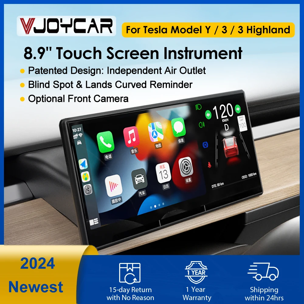 Newest Model 3/Y 9 inch Touch Screen with Airflow Carplay/Android Auto for Tesla Model 3 Highland Smart Dashboard Free Air Vent