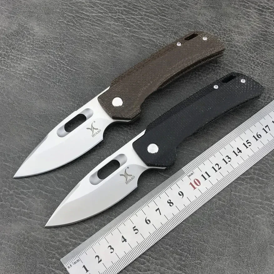 

HUAAO Bearing Tactical Folding Pocket Knife 8Cr13Mov Blade Linen Handle Outdoor Survival Hunting Knife Camping EDC Multi Tool