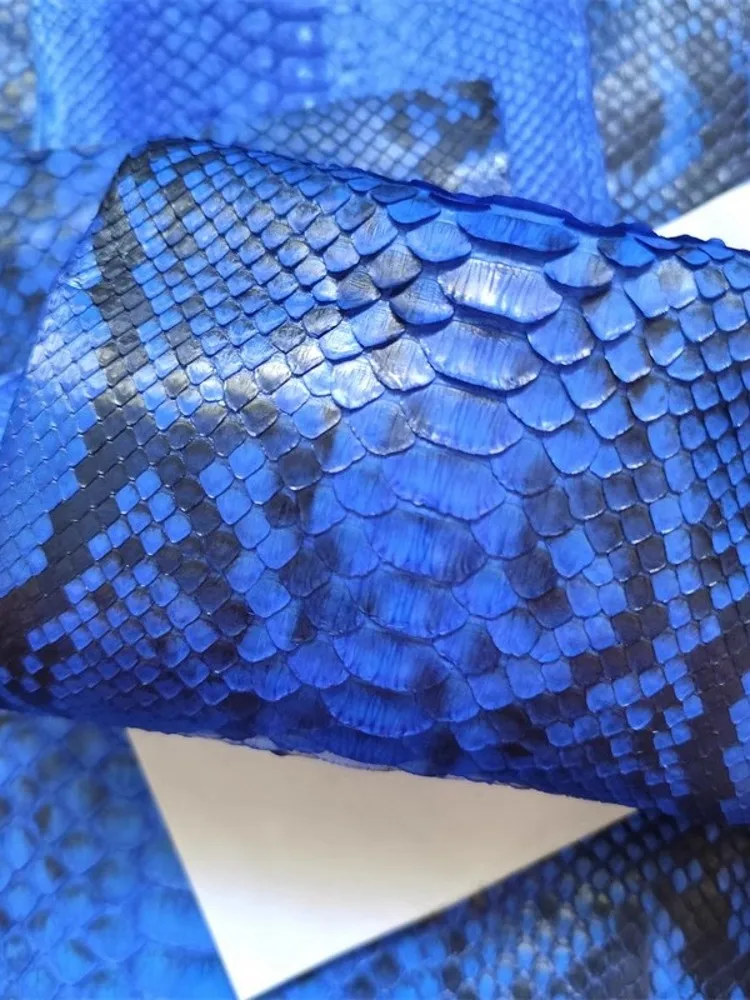 Blue Python Skin Material Genuine Leather Leathercraft Wallet Phone Case DIY Accessories Soft Leather Piece Fabric