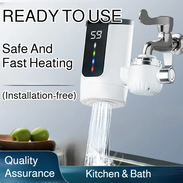 Robinet chauffe-eau électrique à chauffage instantané, affichage numérique chaud et froid pour cuisine salle de bains économie d'énergie 1