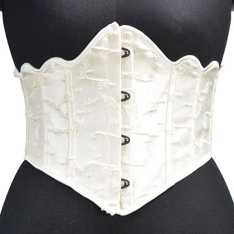 

Short Style 4-button Embossed Deer Antler with Waistband and Fish Bone Shaped Waist Clip on Both Sides Women's Lingerie Corse