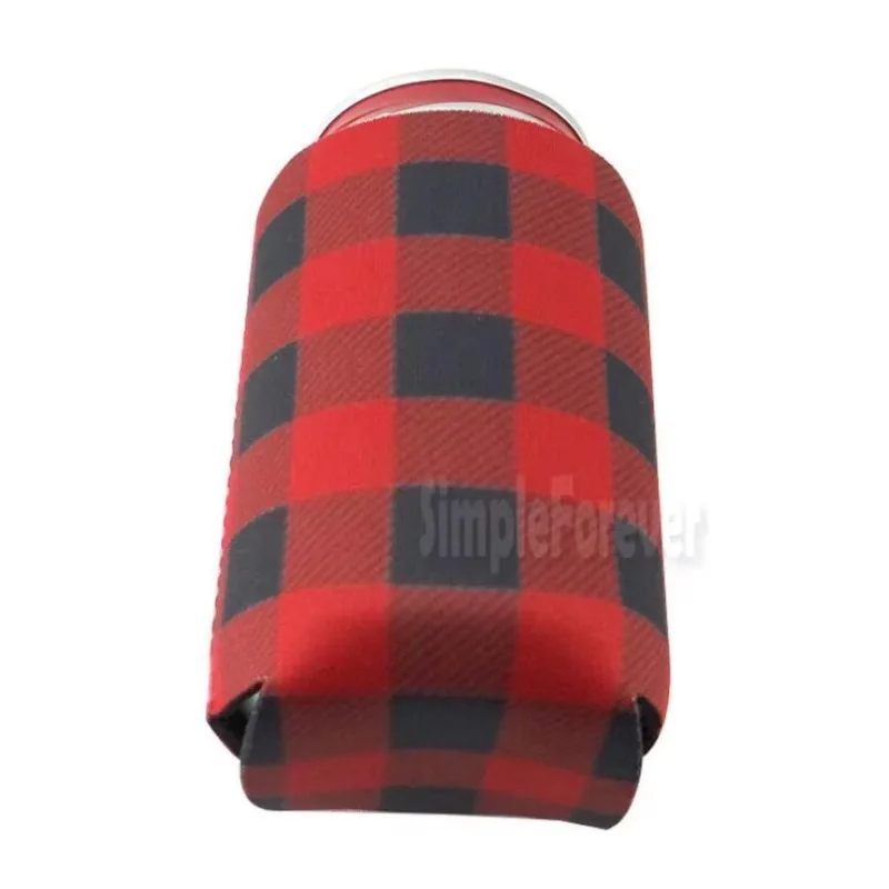 Red alo Check Cooler Bag Blanks Neoprene Black Red Plaid Can Covers Wedding Gift Tin Wraps