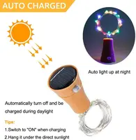 5Pcs Solar Power 10 20LEDs Wine Bottle String Light Copper Wire Fairy Lights Cork Shape Christmas Lamp For Party Garden Decor 2