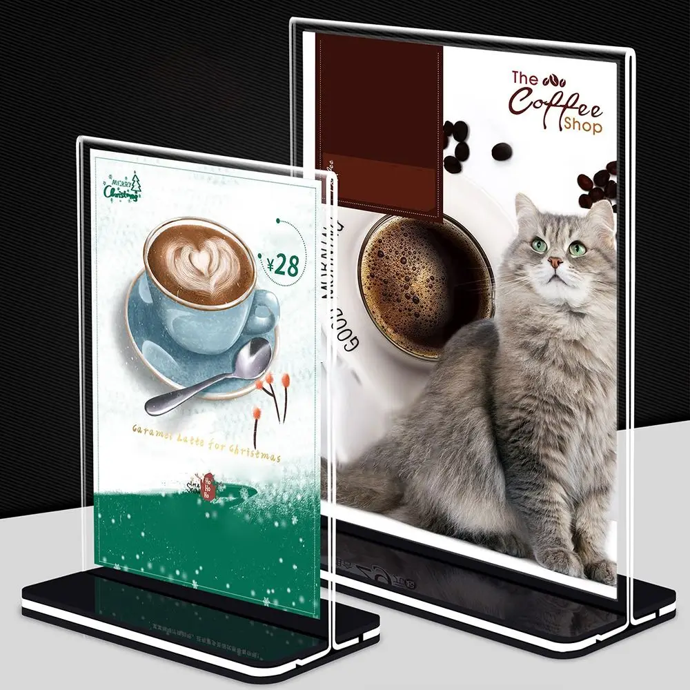 Transparent Acrylic Panel Menu Display Stand A4 Vertical Table Card Sign Collection Photo Protection Holder Album Postcard Frame