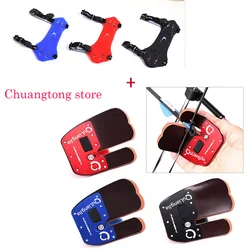 1 Set  Archery Finger Tab Guard + Silicone Arm Guard  For Tradition Bow Recurve Bow Teens Protective