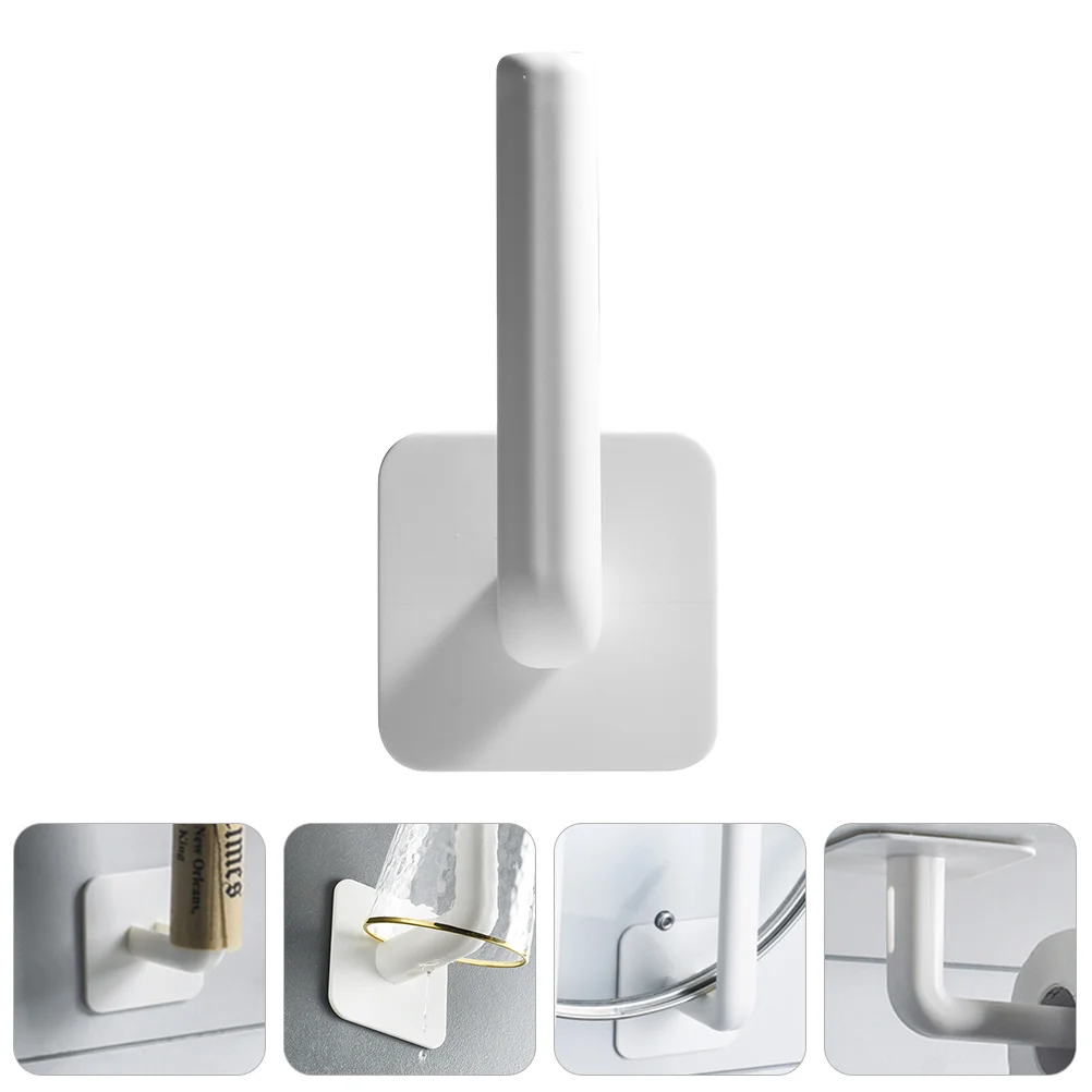 Wall Hooks Kitchen Mount Holder: White Heavy Duty Hangers Storage Rack Bathroom Towel Hanger Home Mounted Paper Rod Organizer