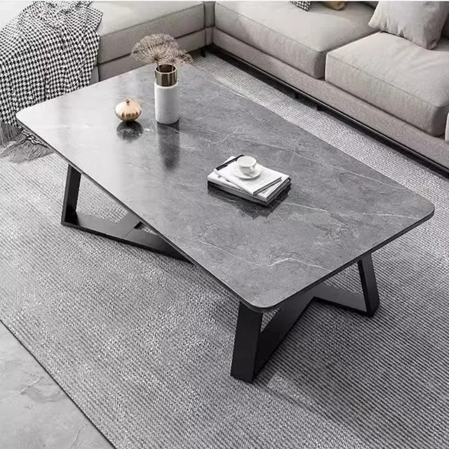 Table basse de luxe légère, table basse moderne à motif de marbre, petite table rectangulaire à côté du canapé dans le salon 1