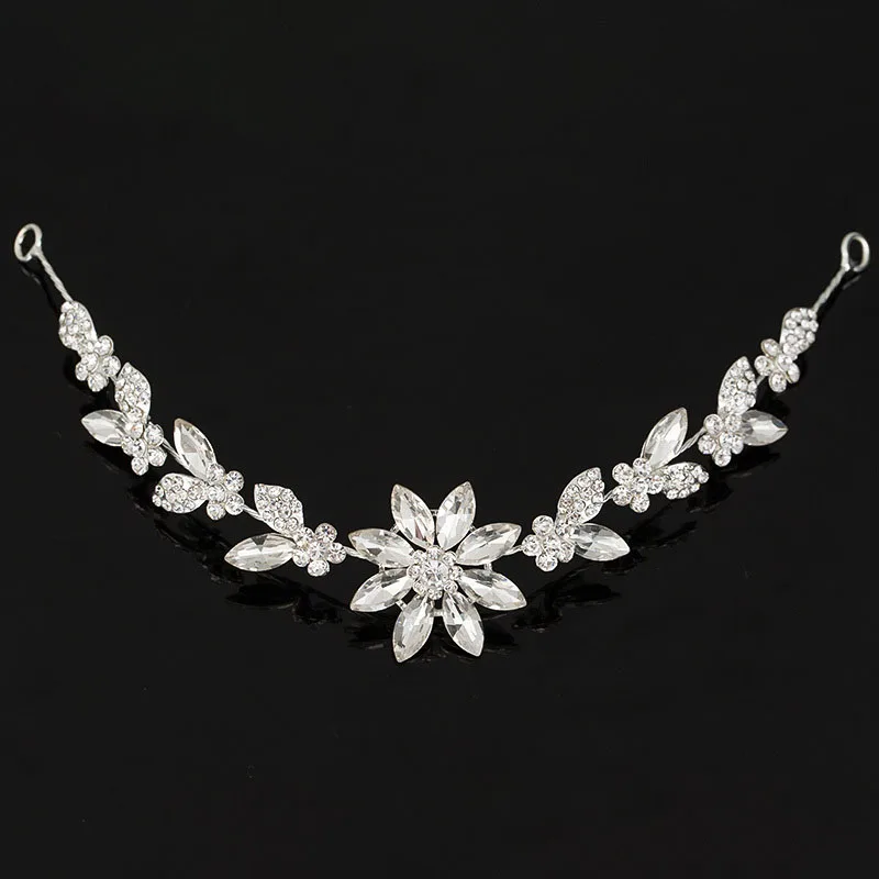Bridal Rhinestone Crystal Hair Vine Tiara Crown Wedding Comb Hair Chain Headpiece Floral Headband Ornaments for Women