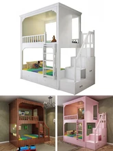  Bed For Children Boys With Ladder Cabinet  Double kids Bedroom 