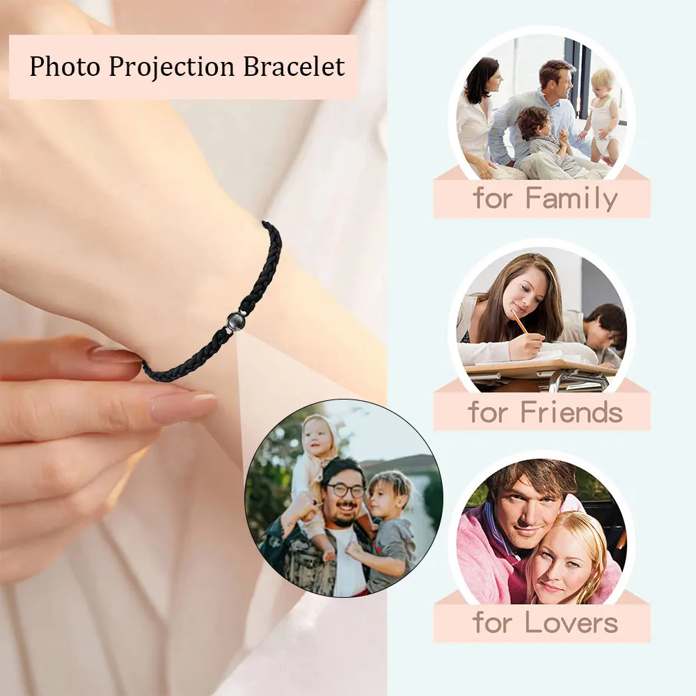 Custom Photo Bracelet with Photo Projection Hand Woven Personalized Photo Projection Bracelet Memory Bracelet Photo Wholesale luxury personalised monogram tote bag canvas chain beach shopping tote bag personalized weekend hand bag