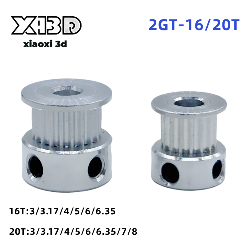 GT2 20Teeth K Type 16 Teeth 20 Teeth Bore 3/3.17/4/5/6/8mm Timing Alumium Pulley Fit for GT2-6mm Open Timing Belt for 3D Printer
