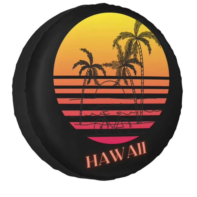 

Hawaii Beach Palm Tree Spare Wheel Tire Cover Universal for Jeep Sunset Jeep RV SUV Trailer Vehicle Accessories 14" 15" 16" 17"