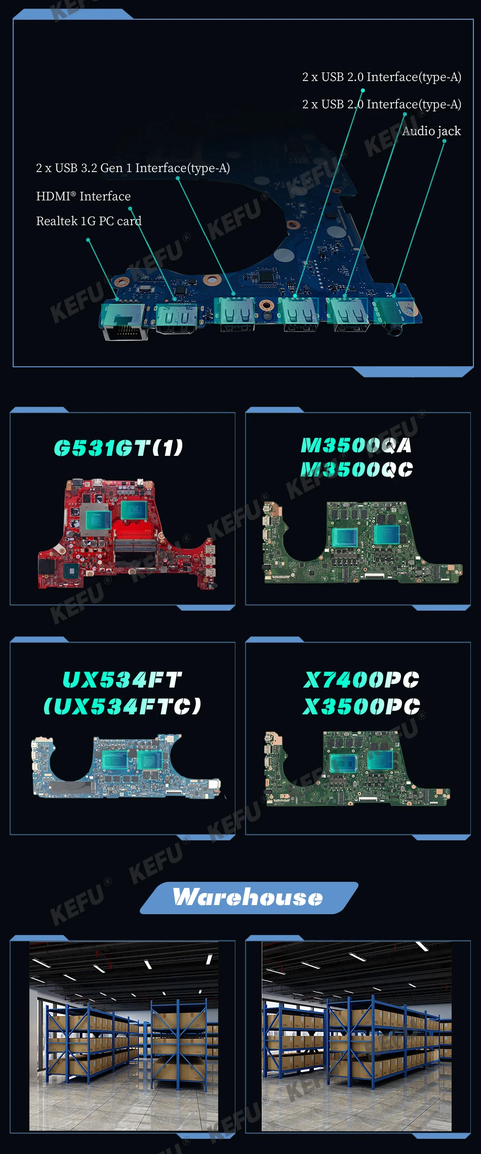 Description Picture 3 of itemX512D Mainboard For ASUS X512DK M5050DA F512D X512DA A512DA A512DK S512DA X712DA X712DK Laptop Motherboard R3 R5 R7 3th Gen
