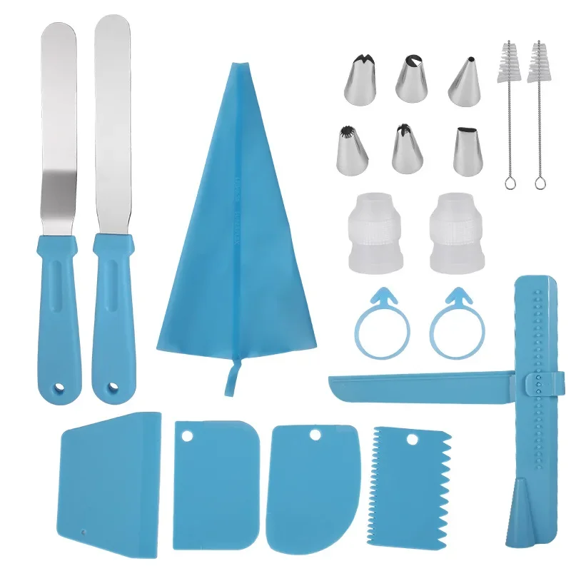 

Set of 21 Piping Pastry Bags with Nozzle Set for Cake Candy Dessert Baking Smoothing Cake Decorating Tool Accessories Spatula