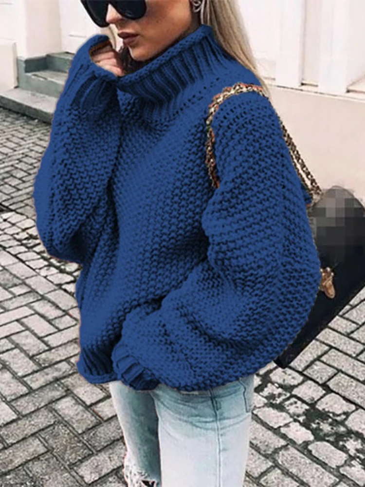 Sweater Women Autumn/Winter Turtleneck Doll Sleeve Loose Knit Sweater  Fashion Women's Top Sweaters High Quality Thermal - AliExpress