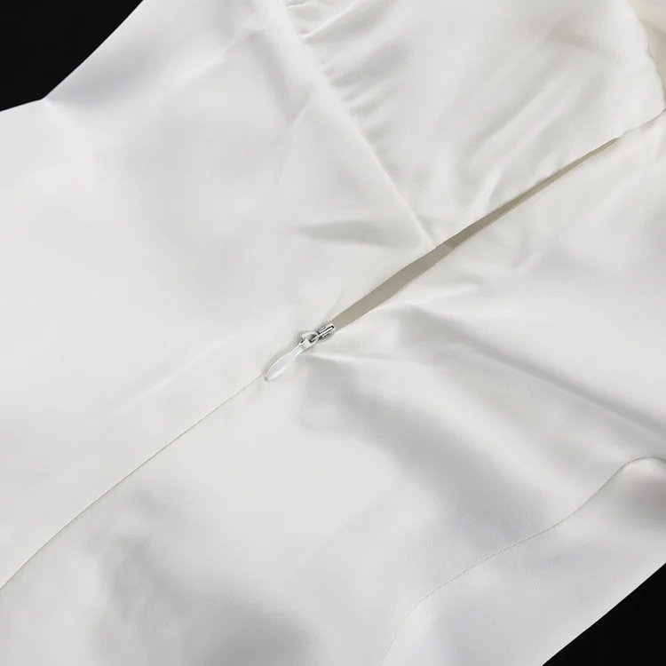 Ruffled Elegant For Women Long Dress Fashion V-Neck Patchwork Long Sleeve Slim Party Dress Gown White Spring Maxi Dress
