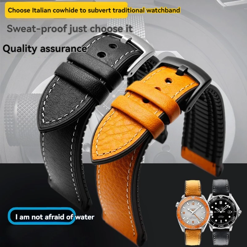 Bracelet De Montre En Cuir De Vache Marron 26mm - Neuf Pour Panerai, Red Tang, Unisexe