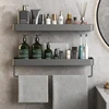 Bathroom Shelf Convenient Punch-free Gray Wall-mounted Towel Rack Bathroom Household Items Bathroom Home Practical Storage Rack 3