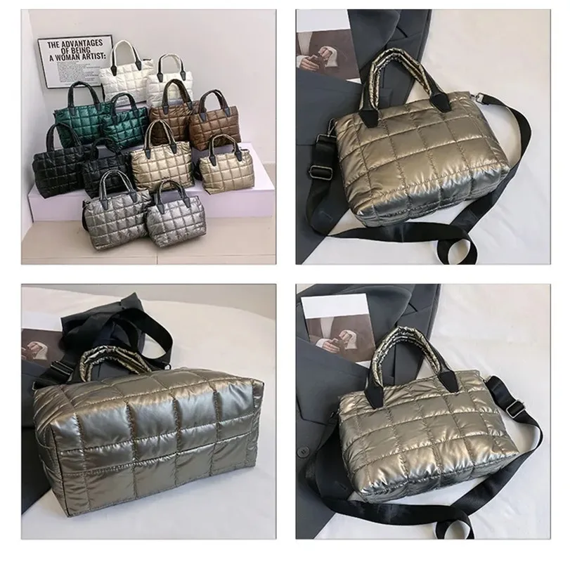 New Winter Large Capacity Female Designer Quilted Pleated Handbag Tote Women's Bag Shopper Soft Shoulder Bag For Women Big Purse