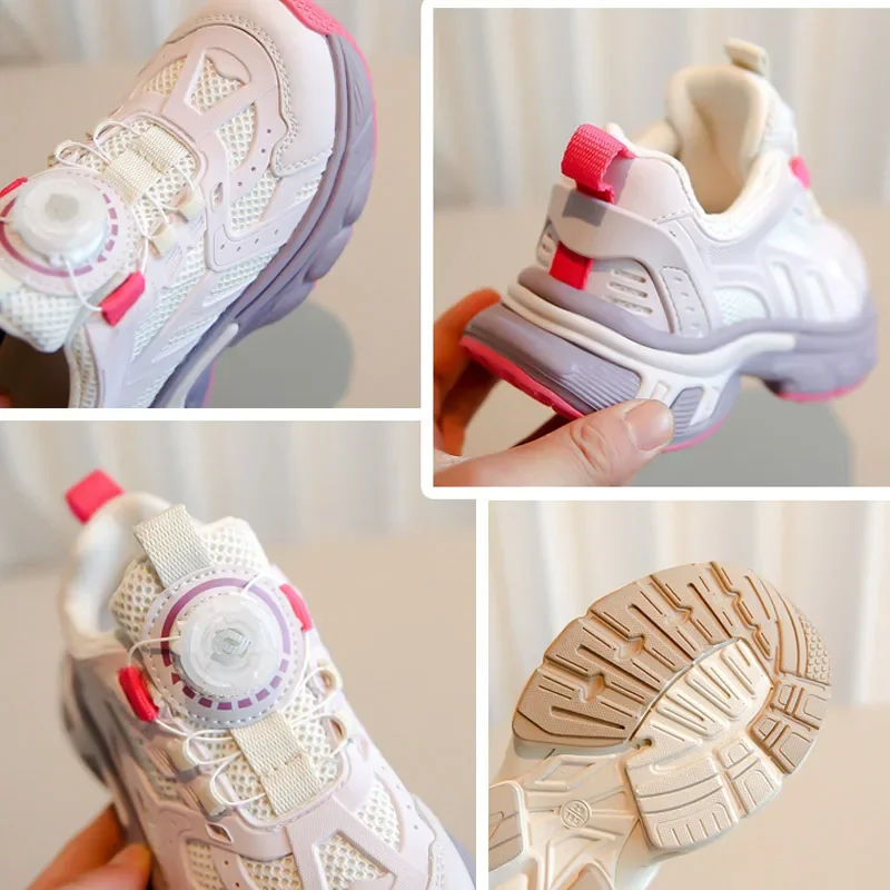 Scarpe da ginnastica per bambini da Tennis per ragazze per ragazzi scarpe sportive e da corsa taglia 26-37 # appartamenti da esterno Beige/viola G221