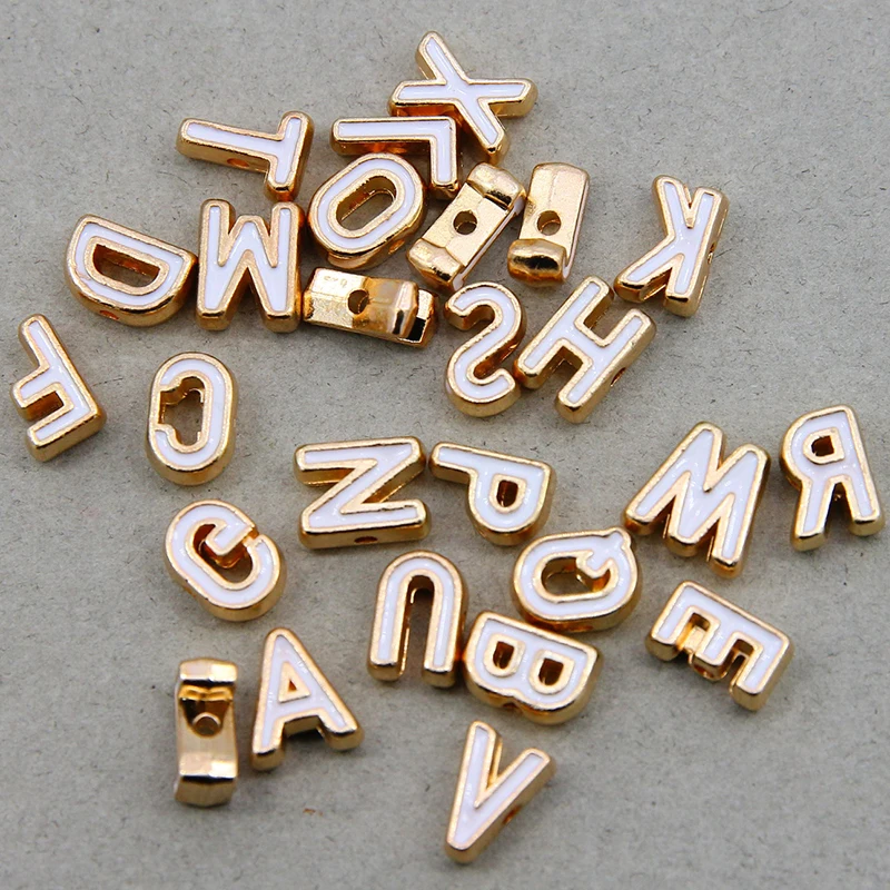 Wholesale Enamel Alphabet Letter Beads for Necklace Bracelet DIY