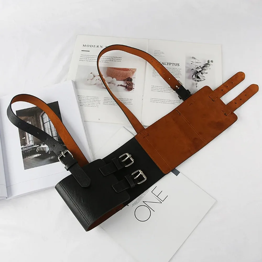 Fashion Cummerbunds Adjustable Buckle Black PU Leather Belt Ladies Bustier Girl Punk Street Waist Corset Shaper Accessories