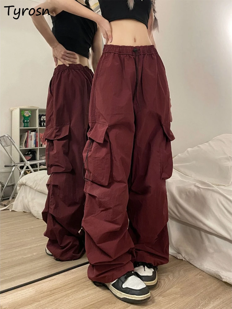 

Pants Women Hip Hop Design Pockets Leisure Loose All-match Solid Empire Streetwear American Style Summer Thin Cozy Fashion Daily