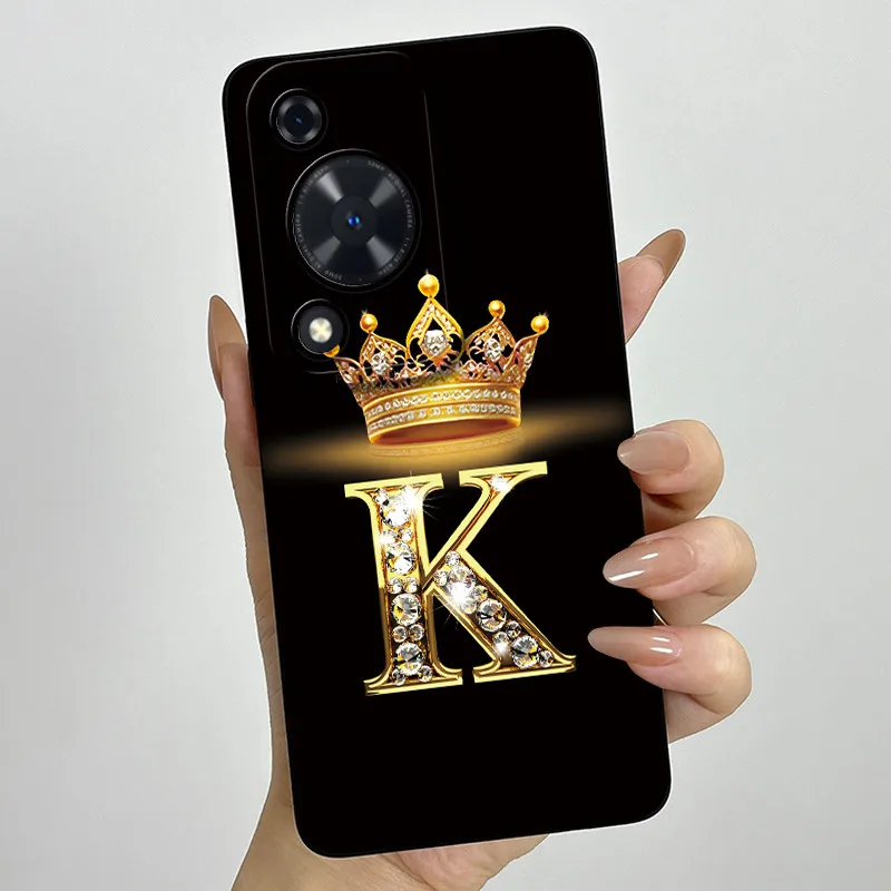 Crown Initial Letter Couple Phone Case - Soft Silicone TPU Lens Protective Casing
