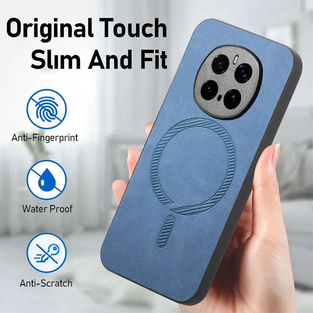 Luxury Leather Back Panel Phone Case with Magsafe Compatibility and Magnetic Cover