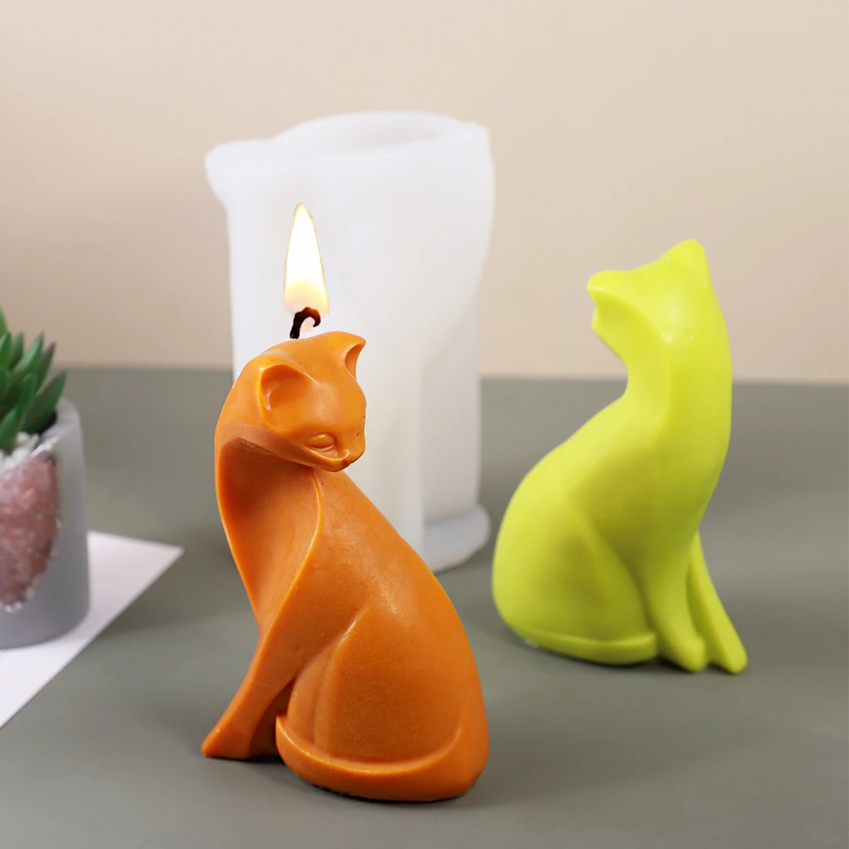 Ins Cat Head Candle Silicone Molds DIY Scented Candle Plaster Epoxy Resin Molds Chocolate Cake Baking Molds Home Decorations