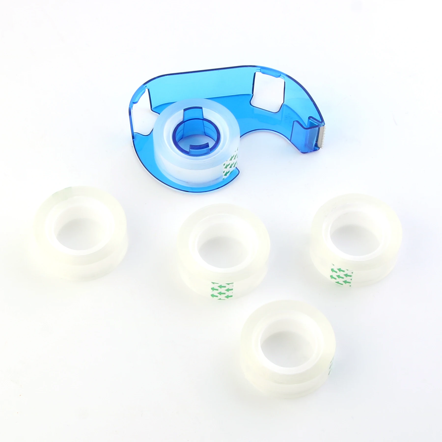MOTARRO Blue Red Portable Tape Cutter 15MM*15M with 5 Rolls of Transparent Tape Storage Cutting Seat Dispenser Holder