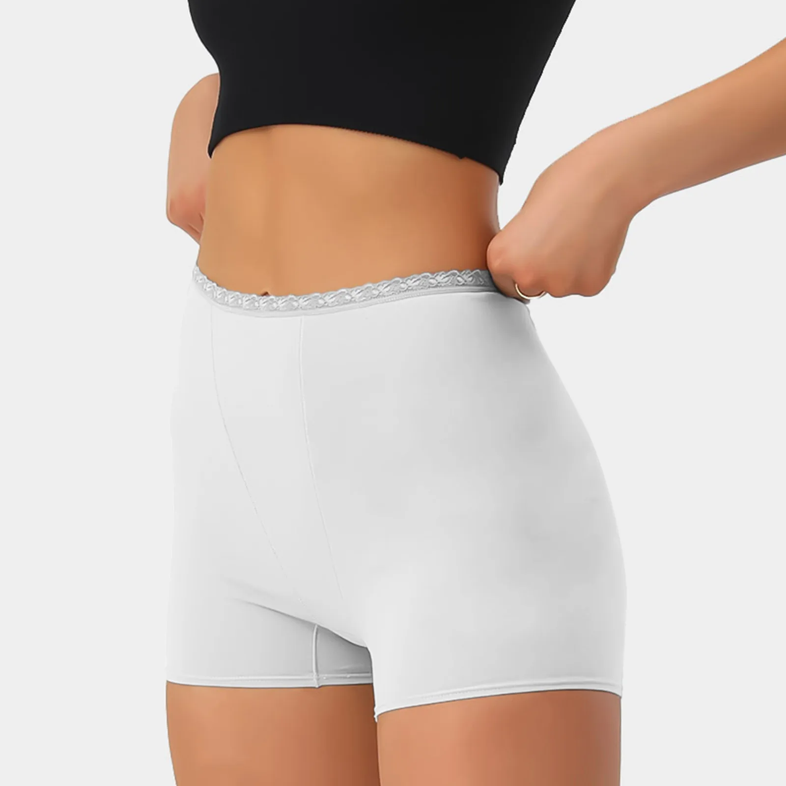Women Safety Shorts Pants Thin Lace Splice Leggings Solid Tight Under Skirt Underwear