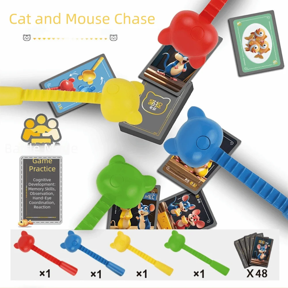 Whimsical Cat Chase: Fun & Educational Card Game for Logical Thinking and Memory Building