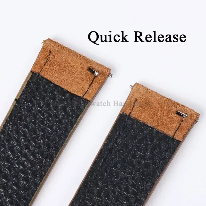 Artisanal Vintage Suede Leather Watch Strap with Handmade Stitching and Quick Release