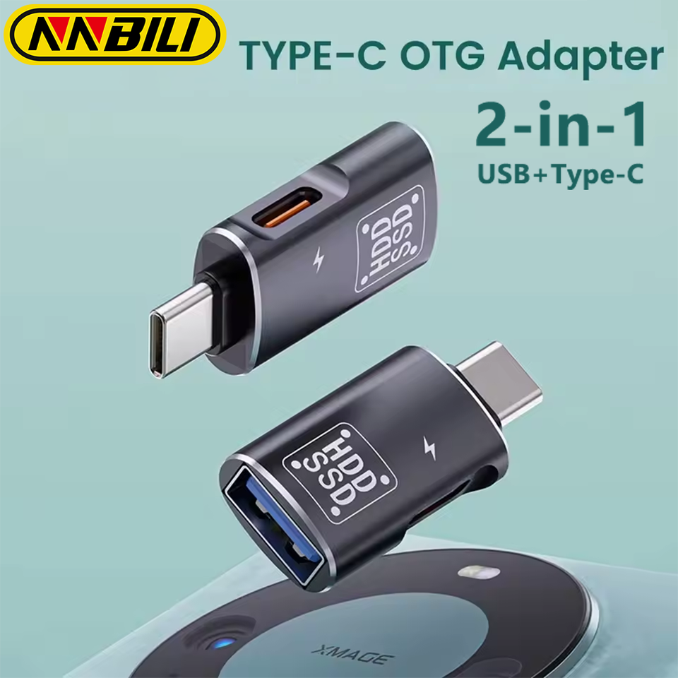 NNBILI Type C OTG Adapter 2 in 1Type-C Male To USB 2.0 Female Adapter For Macbook Xiaomi HUAWEI Samsung OTG Connector